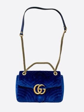 DESIGNER INSPIRED ROYAL BLUE VELVET SHOULDER BAG